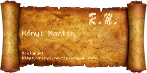 Rényi Martin névjegykártya